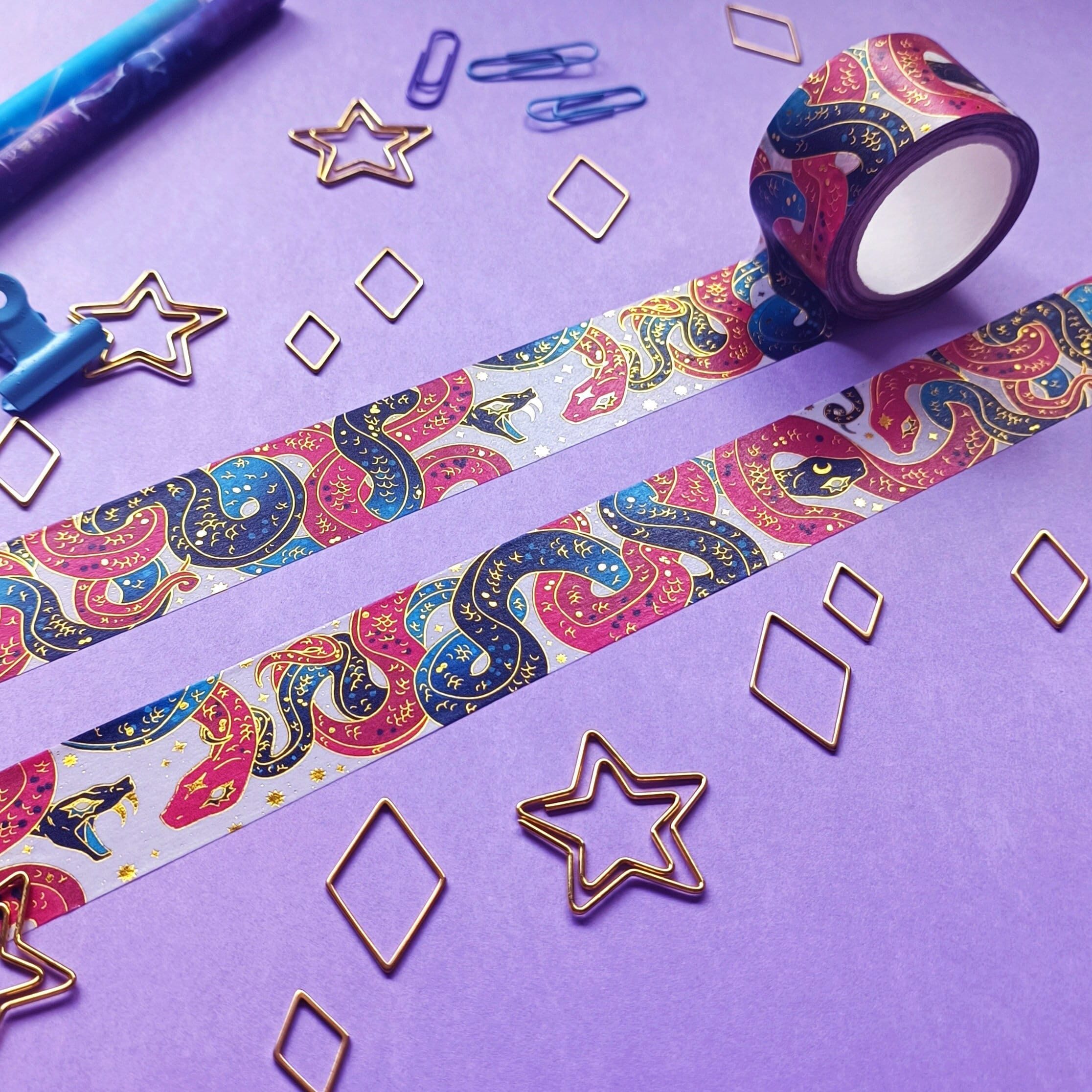 1 Set, 10pcs, Gold Foil, Washi Tape. Lavender, Cherry Blossom