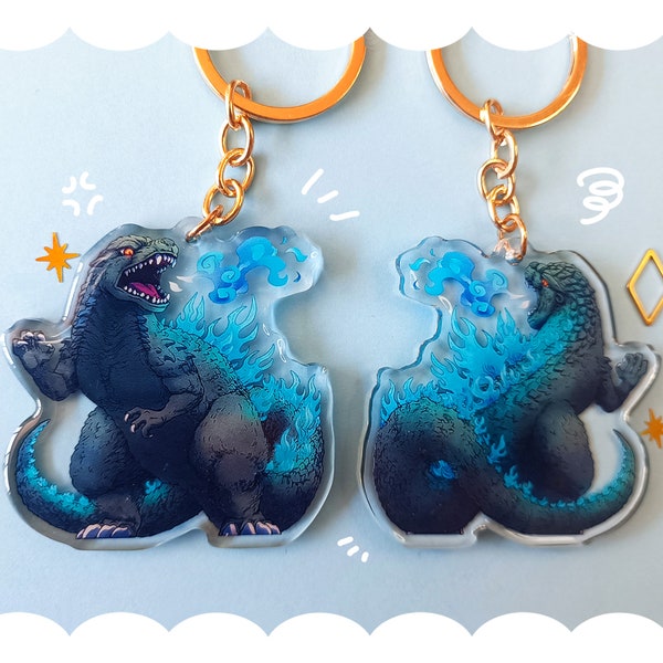 Godzilla keychain // Clear acrylic keychain