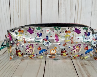 Curious Creatures Vinyl Pencil Case: Crochet & Knitting Accessories Pouch