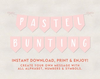 INSTANT DOWNLOAD | Pastel Pink Marshmallow Printable Bunting Party Decorations