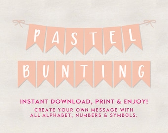 INSTANT DOWNLOAD | Pastel Peach Printable Bunting Party Decorations