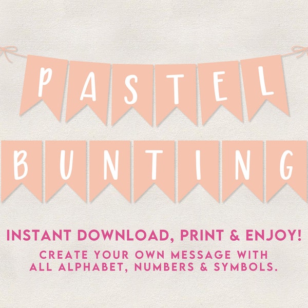 INSTANT DOWNLOAD | Pastel Peach Printable Bunting Party Decorations