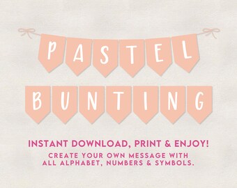 INSTANT DOWNLOAD | Pastel Peach Printable Bunting Party Decorations