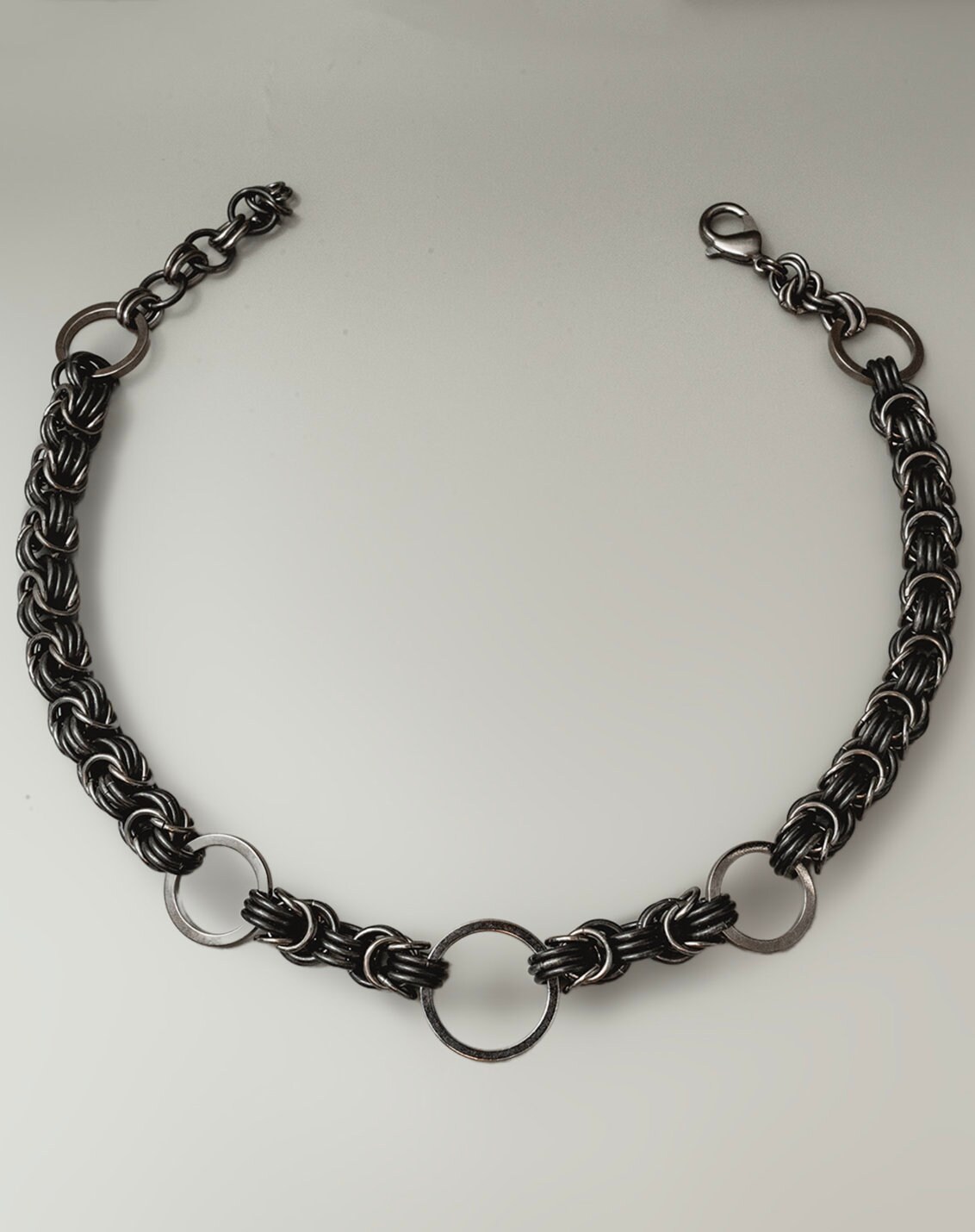 Unique Handmade Chainmail Necklace - Gunmetal Stainless Steel - Etsy