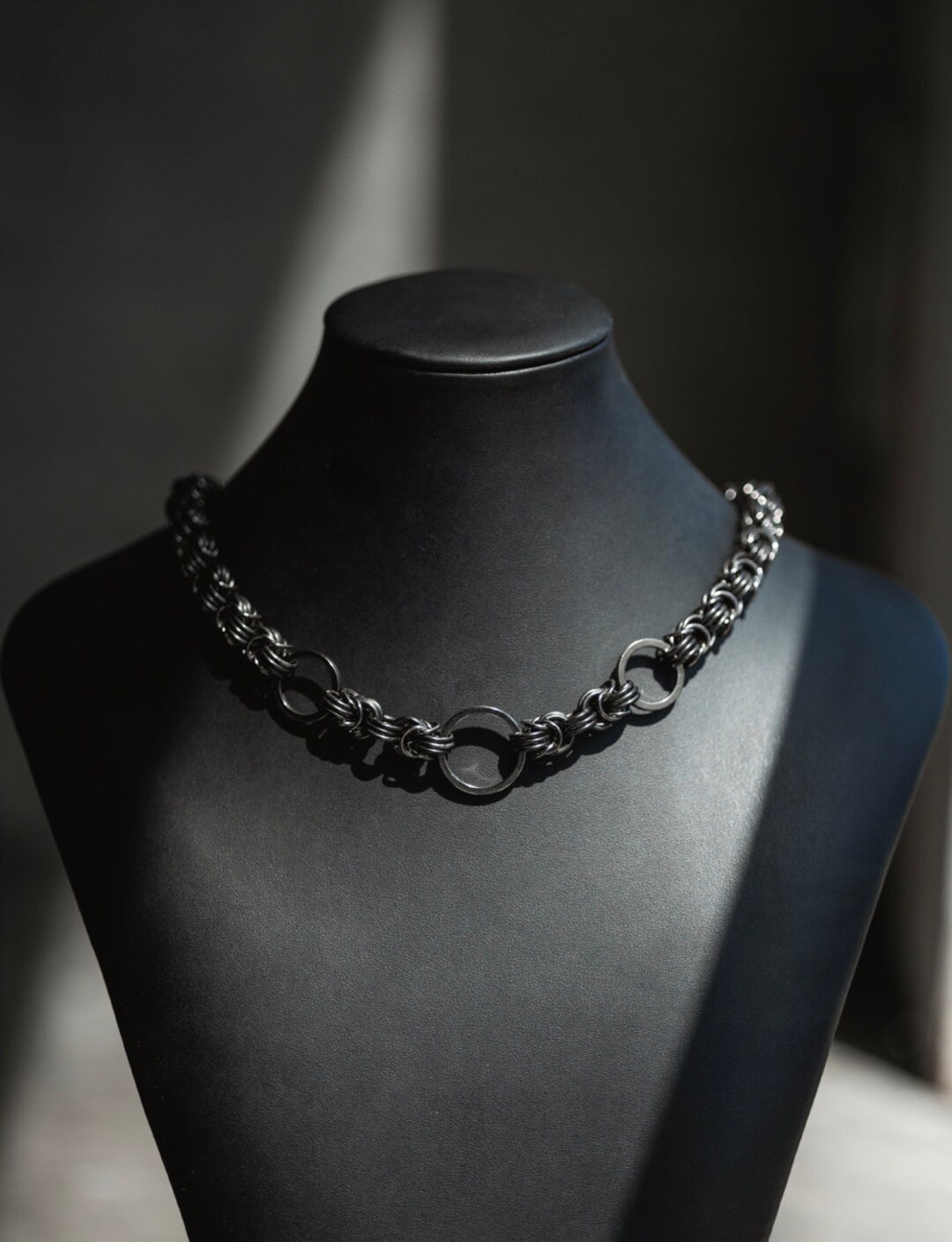Unique Handmade Chainmail Necklace - Gunmetal Stainless Steel - Etsy