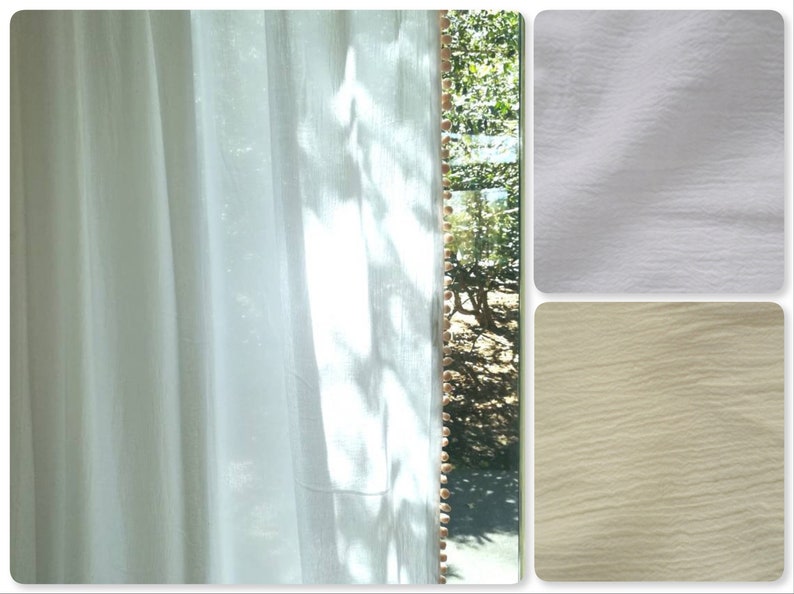 Pom Pom Cotton Gauze Curtains Etsy