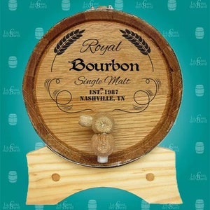 OAK AGING Wine Tequila Bourbon BARREL For Wine Lover – American Engraved Black Galvanized Hoop Barrel