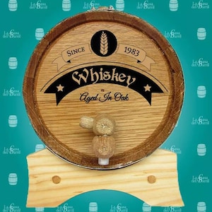 ENGRAVED Bourbon Oak Aging WINE BARREL For Gift – American Rum Tequila Galvanized Black Hoop Barrel