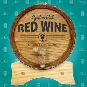 Red Wine Tequila Bourbon OAK AGING BARREL For Friend - Engraved Black Galvanized Hoop Barrel