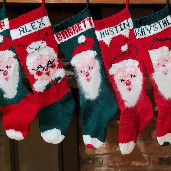 Media navideña personalizada de Papá Noel o Sra. Claus tejida a mano - 100% Angora en barba - Envío gratis