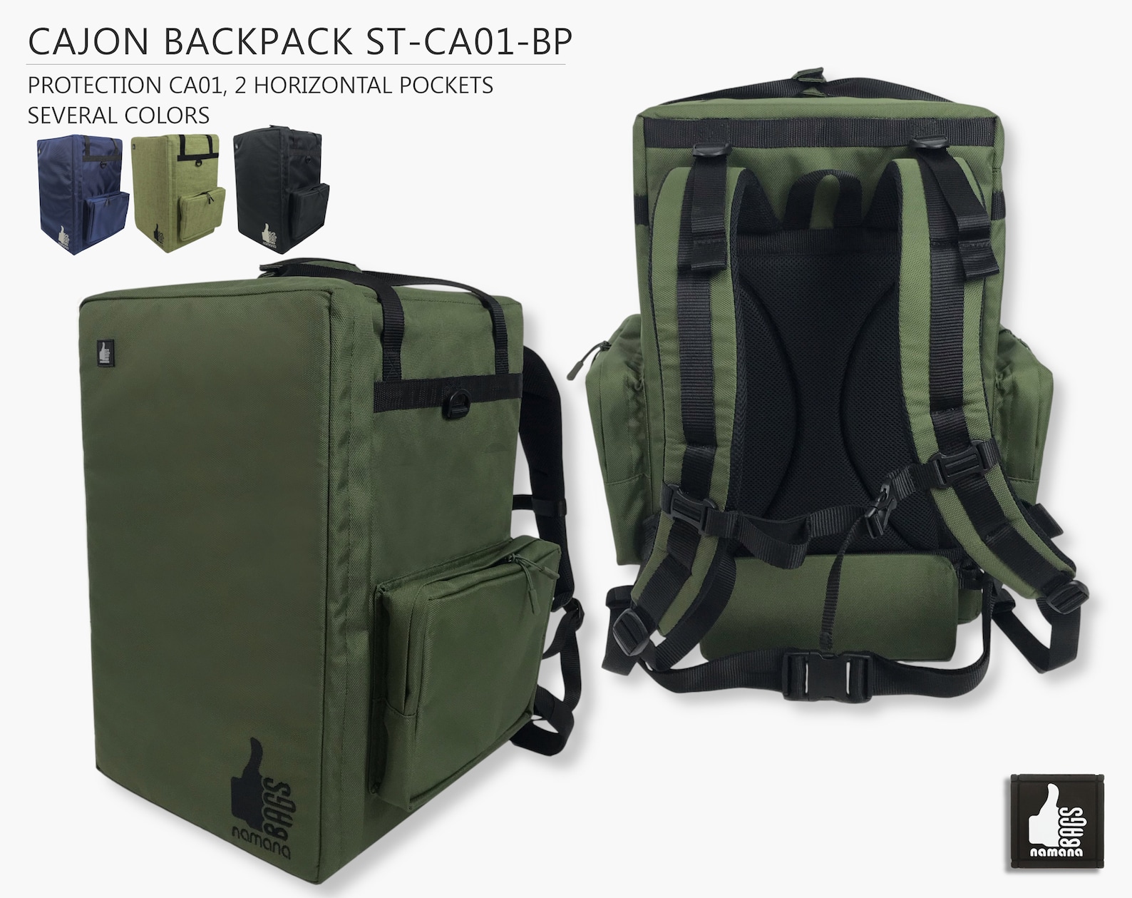 Cajon backpack STCA01BP 2 horizontal pockets dense Etsy