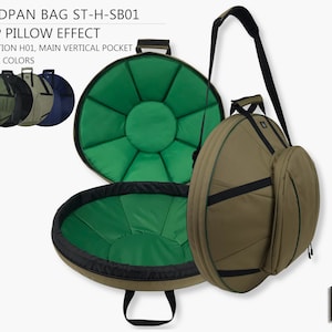 handpan bag with shoulder strap ST-H-SB01 + TOP pillow effect + vertical pocket | padding pantam case | lightweight pan cover