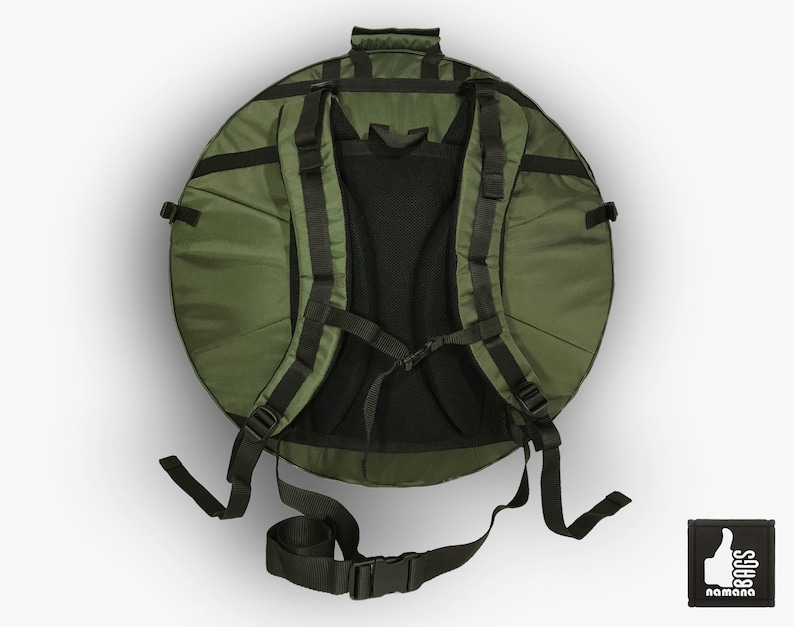 sturdy high-quality protective safe handpan bag hang rucksack drum bag army green dense padding case handpan backpack no pocket