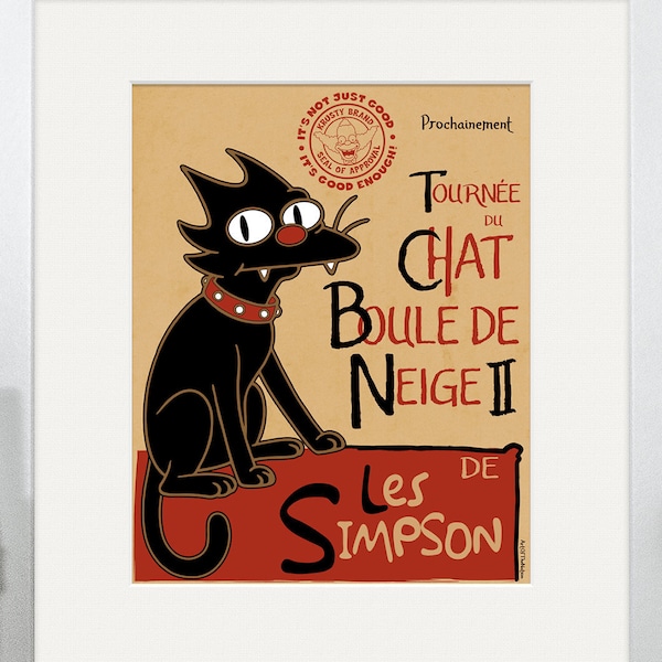 Tournée Du Chat Noir inspired poster featuring The Simpsons cat Snowball II