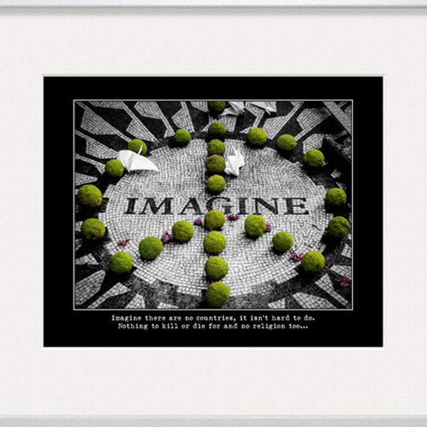 John Lennon - Imagine | Fine Art Photographic Print plus quote from lyrics | Strawberry Fields, New York City | The Beatles