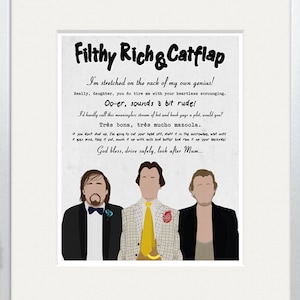 Filthy, Rich & Catflap Minimalist Poster for cult comedy TV series starring Rik Mayall and Adrian Edmondson. Features classic quotes