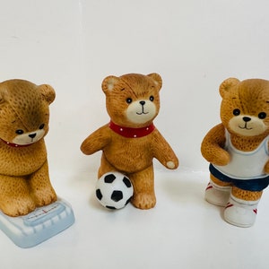 Vintage Enesco Teddy Bear Figurines - Sporty