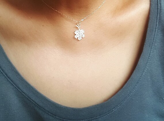 Maple Leaf Pendant Necklace, Silver Leaf Necklace, Woodland