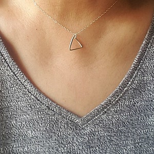 Triangle Necklace, Sterling Silver, Minimalist Triangle, Geometric necklace, Triangle Jewelry, Small Triangle, Necklace for Strength