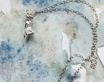 Sterling Silver Mermaid Necklace, Minimalist Charm