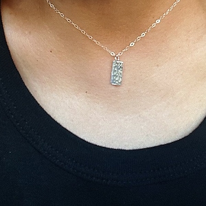 Rectangle Hammered necklace - Short Rectangle charm necklace - Hammered Rectangle Necklace - Layering Necklace  - Gift for girlfriend
