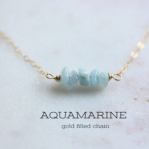 Aquamarine Necklace, March Birthstone, Crystal Necklace, Gold filled, Sterling Silver, Aquamarine Jewelry, Handmade necklace for women