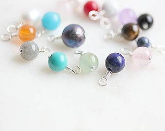 Add On Gemstone - Add a Tiny Pearl - Gemstones dangle - Add Ons - Add a dangle - In Sterling Silver Wire - In Gold Filled Wire