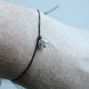 Elephant Bracelet, Men Bracelet, Unisex Bracelet, Sterling Silver, Elephant Jewelry, Cord Bracelet, Elephant Jewelry, Wish Elephant