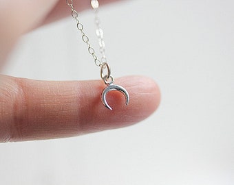 Tiny Moon Necklace, Crescent Moon, Dainty Moon Necklace, Moon Jewelry, Half Moon necklace, Moon Jewellery, Sterling Silver Moon charm