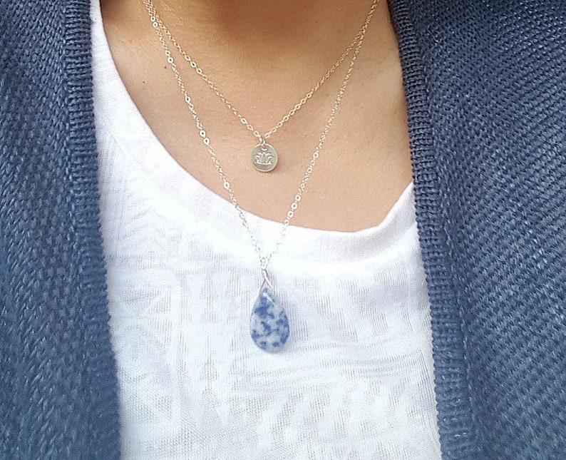 Navy Blue Stone Necklace, Sodalite Gemstone Necklace, Meditation Necklace, Blue Jewelry, Sodalite Jewelry, Blue Wedding, Layering Necklace image 6