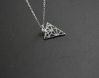 Origami Triangle Jewelry, Triangle Necklace, Geometric Necklace, Delicate necklace, Minimalist Jewelry, Gifts for women, Silver Triangle