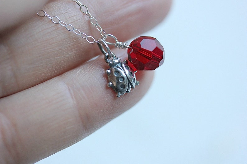 925 Sterling Silver Ladybug Necklace Ladybug necklace Silver Ladybird necklace Ladybug Jewelry Luck Jewelry image 1