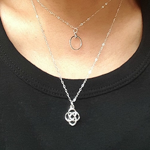 Sterling Silver Tiny Moon on a circle Necklace, Layering Necklace, Crescent Moon Necklace, Silver moon Necklace, Moon Jewelry, Gift for her