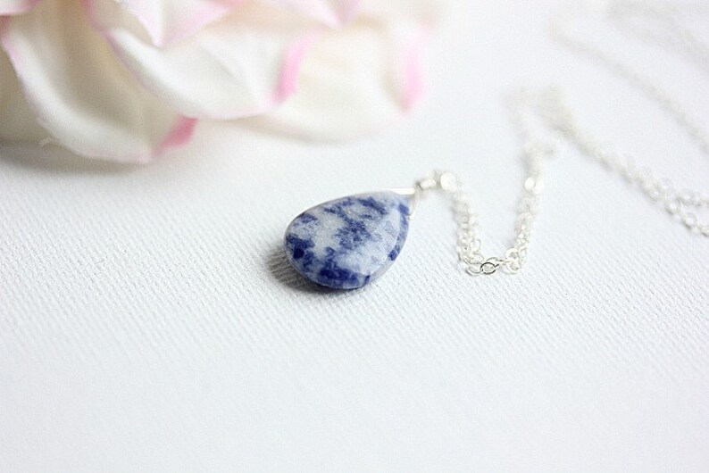 Navy Blue Stone Necklace, Sodalite Gemstone Necklace, Meditation Necklace, Blue Jewelry, Sodalite Jewelry, Blue Wedding, Layering Necklace image 3