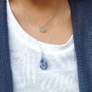 Navy Blue Stone Necklace, Sodalite Gemstone Necklace, Meditation Necklace, Blue Jewelry, Sodalite Jewelry, Blue Wedding, Layering Necklace image 1