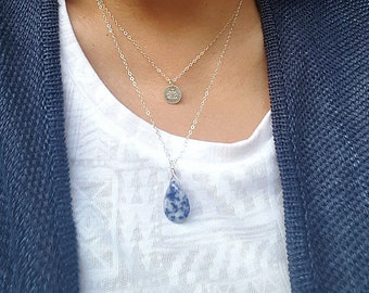 Navy Blue Stone Necklace, Sodalite Gemstone Necklace, Meditation Necklace, Blue Jewelry, Sodalite Jewelry, Blue Wedding, Layering Necklace