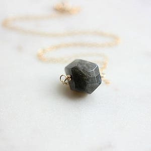 Gray faceted Labradorite Necklace Gold filled Faceted Nugget Labradorite Necklace Gray Gemstone Necklace February Birthstone Necklace image 6