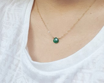 Emerald Necklace, May Birthstone Necklace, Emerald Jewelry, Simple Birthstone Necklace,Gift for Girlfriend, Dainty Necklace, Bridesmaid Gift