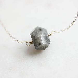 Gray faceted Labradorite Necklace Gold filled Faceted Nugget Labradorite Necklace Gray Gemstone Necklace February Birthstone Necklace image 4