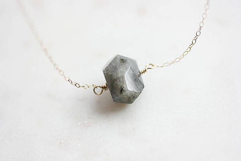 Gray faceted Labradorite Necklace Gold filled Faceted Nugget Labradorite Necklace Gray Gemstone Necklace February Birthstone Necklace image 4