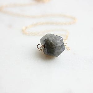 Gray faceted Labradorite Necklace Gold filled Faceted Nugget Labradorite Necklace Gray Gemstone Necklace February Birthstone Necklace image 7