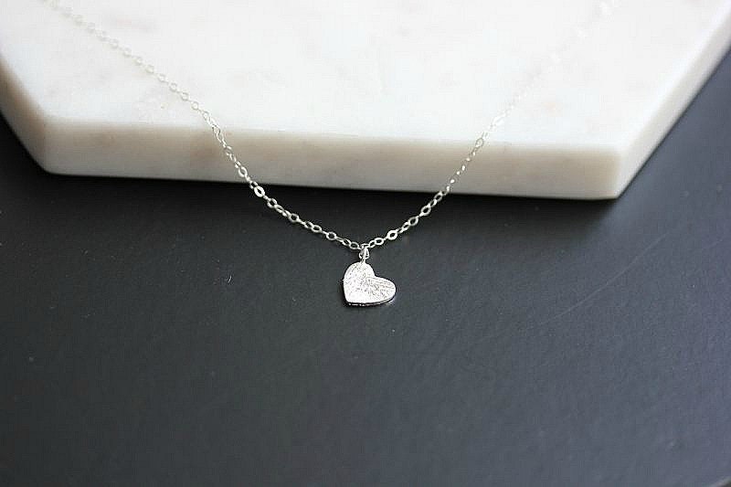Silver Brushed Heart Necklace Small Heart Charm Sterling - Etsy Ireland