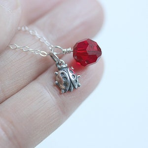 925 Sterling Silver Ladybug Necklace Ladybug necklace Silver Ladybird necklace Ladybug Jewelry Luck Jewelry image 4
