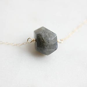 Gray faceted Labradorite Necklace Gold filled Faceted Nugget Labradorite Necklace Gray Gemstone Necklace February Birthstone Necklace image 5