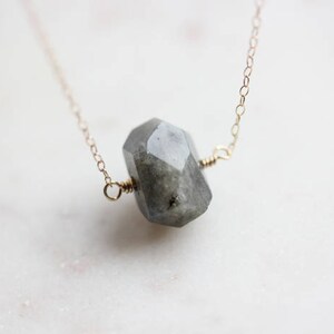 Gray faceted Labradorite Necklace Gold filled Faceted Nugget Labradorite Necklace Gray Gemstone Necklace February Birthstone Necklace image 9