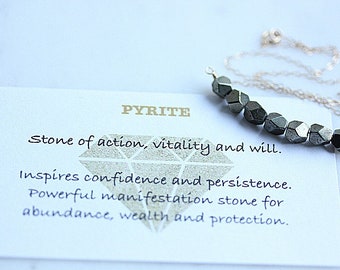 Pyrite necklace - Pyrite bar Necklace - Geometric Jewelry  - Pyrite Jewelry - Gifts for girlfriend - Gold nugget necklace