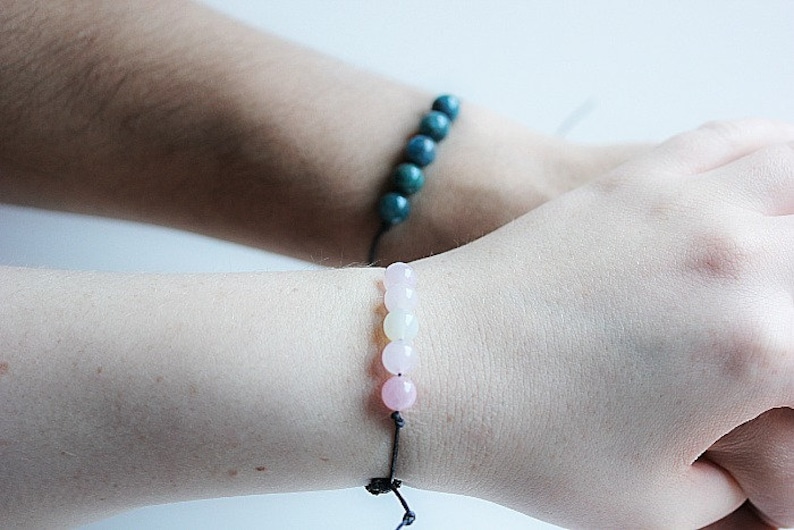 Healing Bracelet,Gift for her Rose Quartz Cord Bracelet Unisex Bracelet Minimalist Jewelry Moonstone Cord Bracelet Yoga Jewelry