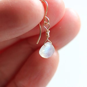Small Moonstone Dangle Earrings, June Birthstone Earrings, Rainbow Moonstone Jewelry, Dainty Crystal Earrings, Women Earrings, Gift for her