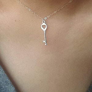 Sterling Silver Key Charm Necklace, Key pendant, Key Jewelry, Graduation Gift, Key to my heart Necklace, Bridesmaid Gift, Wedding Jewelry