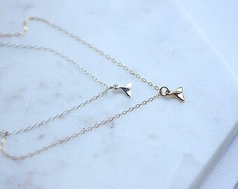 Tiny Whale Tail necklace, Sterling Silver, Gold filled, Nautical Necklace, Ocean Necklace, Sea Necklace, Delicate necklace